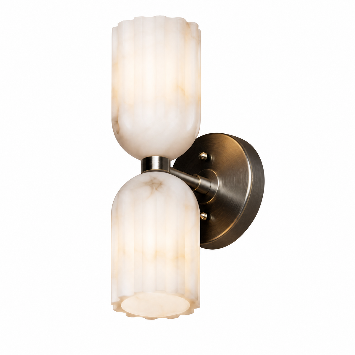 Fluted Stone Dual-Shade Alabaster Wall Light for Bedroom and Hallway