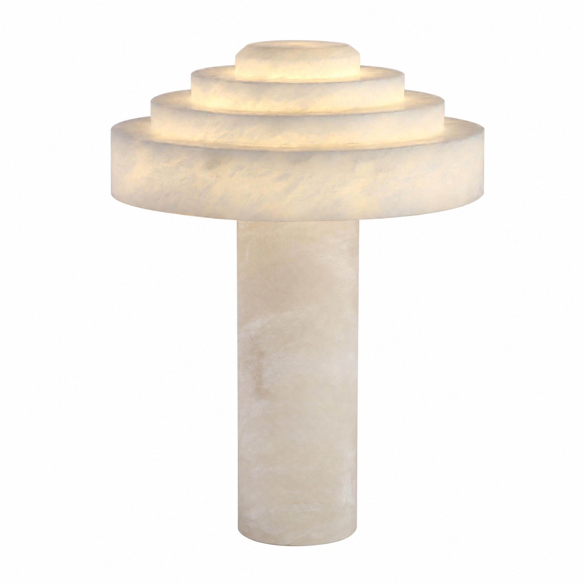 Tiered Disc White Stone Alabaster Table Lamp for Modern Bedrooms