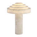 Tiered Disc White Stone Alabaster Table Lamp for Modern Bedrooms