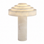 Tiered Disc White Stone Alabaster Table Lamp for Modern Bedrooms