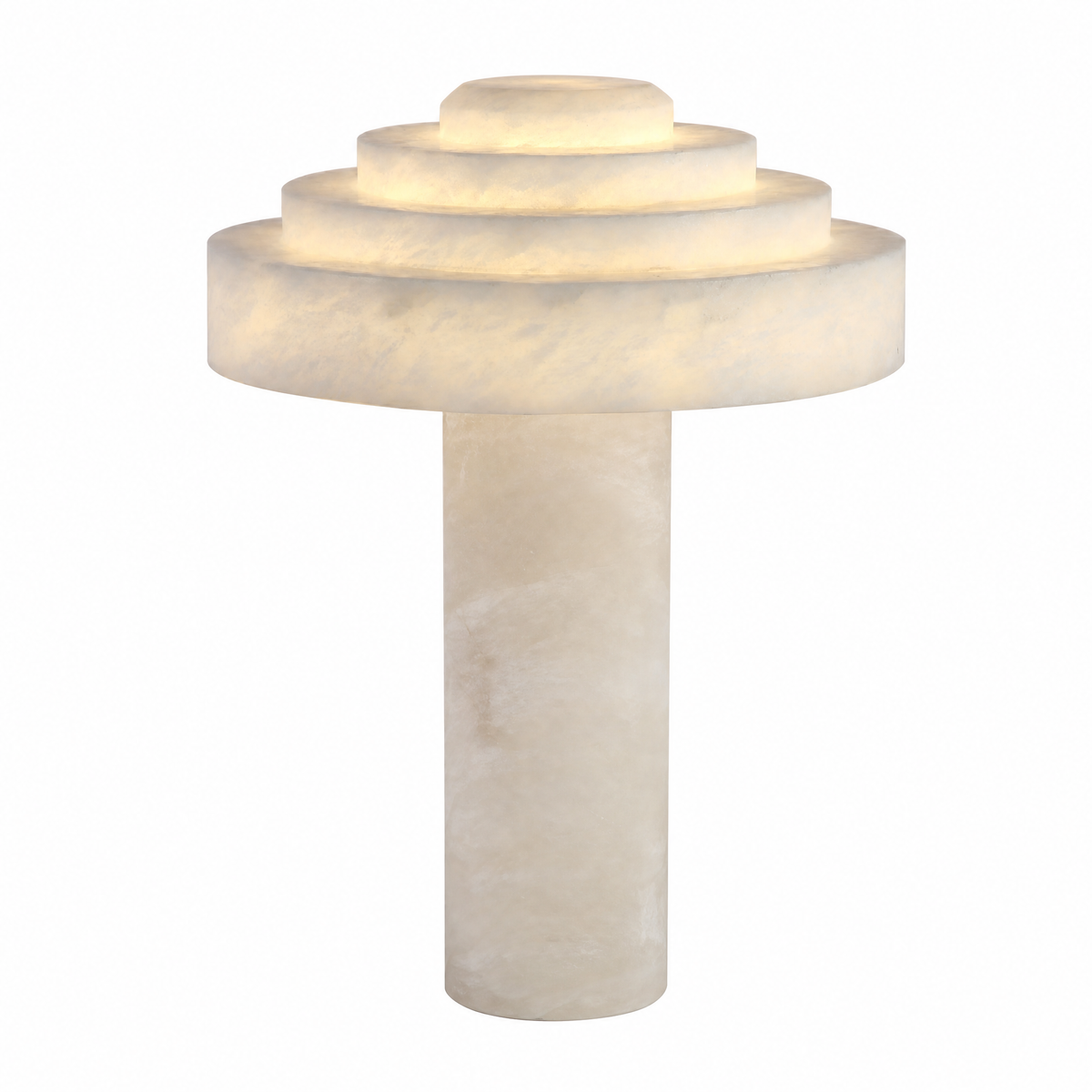 Tiered Disc White Stone Alabaster Table Lamp for Modern Bedrooms