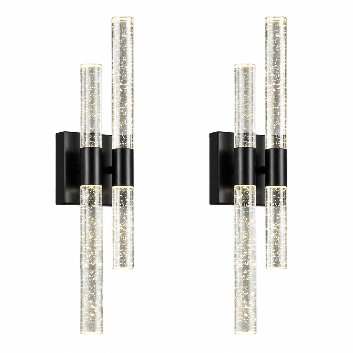 Contemporary Luxury Asymmetric Dual Bubble Crystal Tube LED Wall Sconce