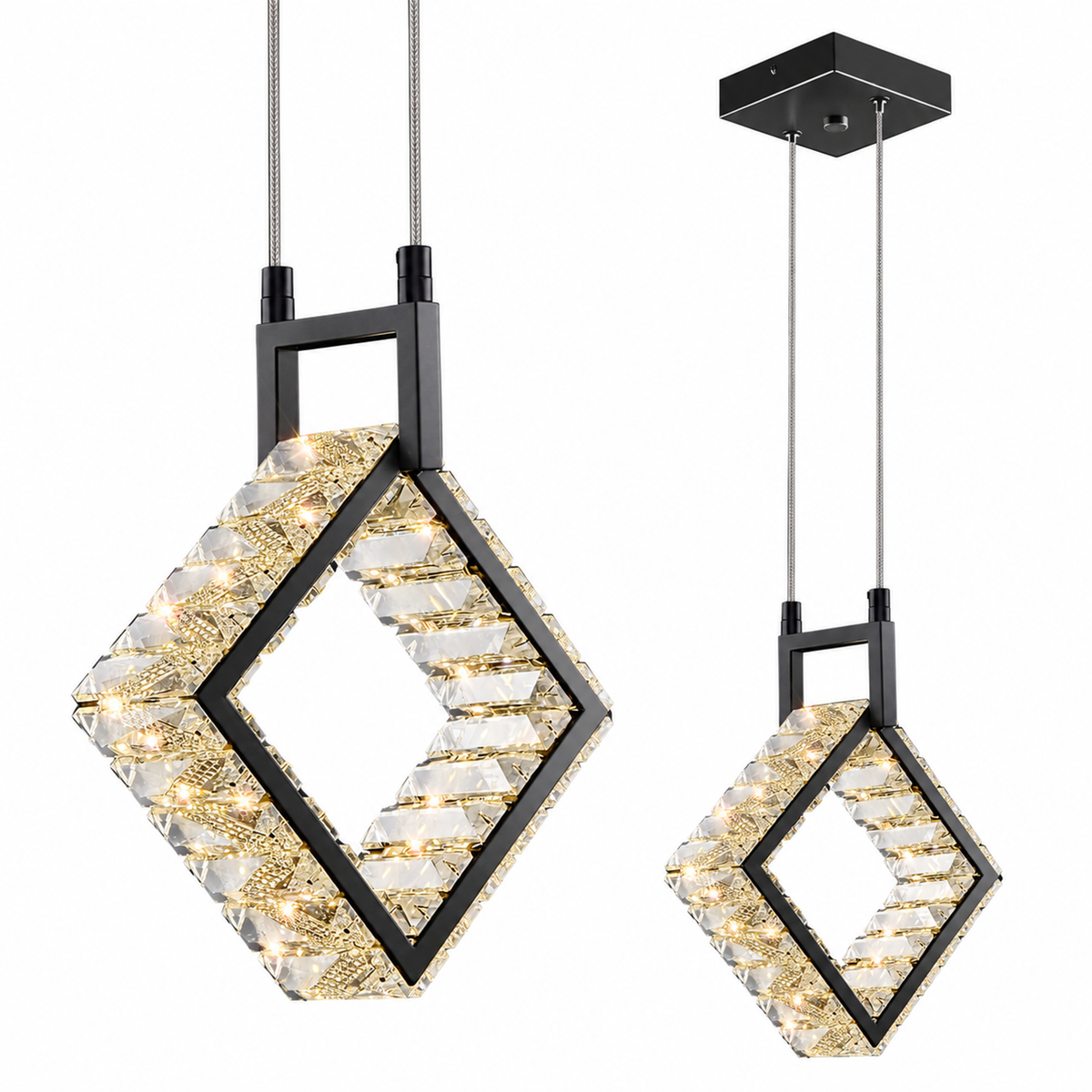 Modern Luxury LED Crystal Geometric Pendant Light