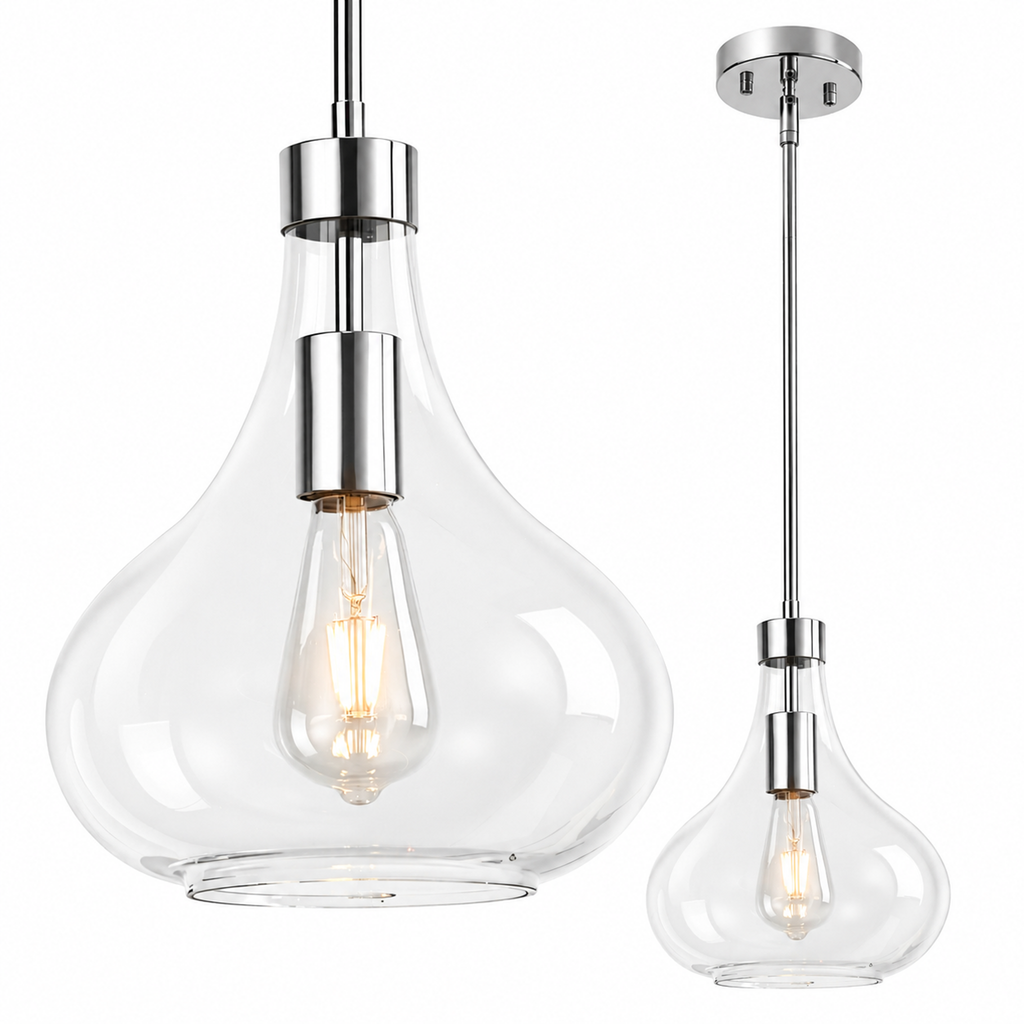 Modern Teardrop Shaped Glass Hanging Single Pendant Light