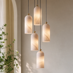 Modern Cylindrical Alabaster Pendant Light for Dining Rooms