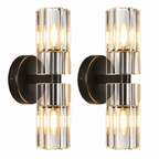 Modern Luxury Vertical Double Cylinder Fluted Crystal Wall Sconce