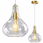 Modern Farmhouse Clear Teardrop Hammered Glass Pendant Light