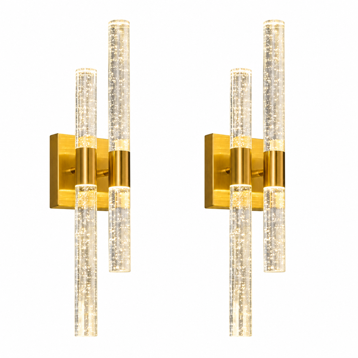Contemporary Luxury Asymmetric Dual Bubble Crystal Tube LED Wall Sconce