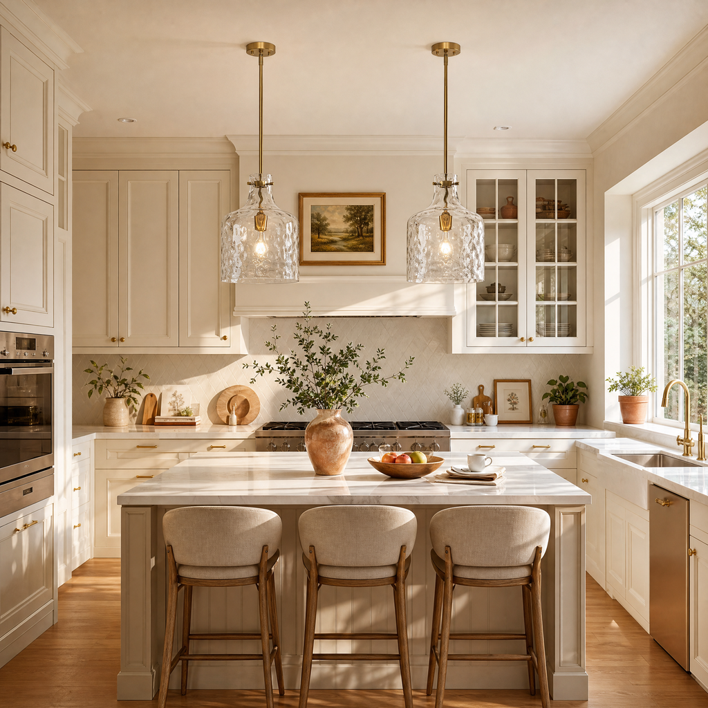 Farmhouse Clear Hammered Glass Pendant Light
