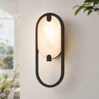 Modern Oval Alabaster LED Wall Sconce for Bedside Accent Lighting