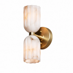 Fluted Stone Dual-Shade Alabaster Wall Light for Bedroom and Hallway