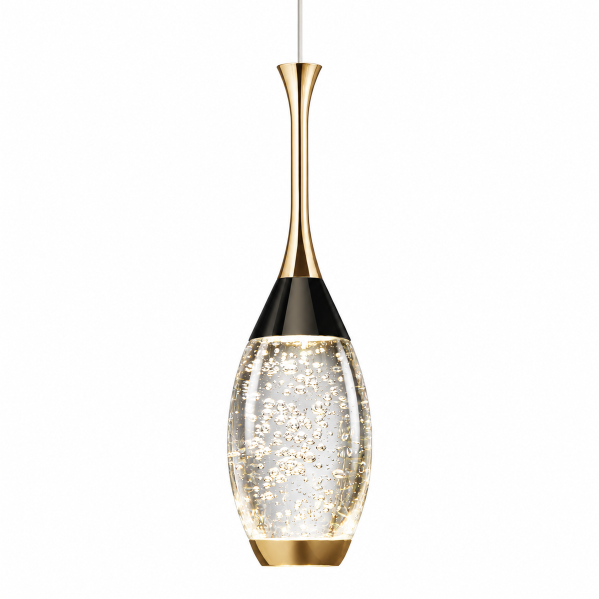 Mini Teardrop LED Black Gold Crystal Pendant Light