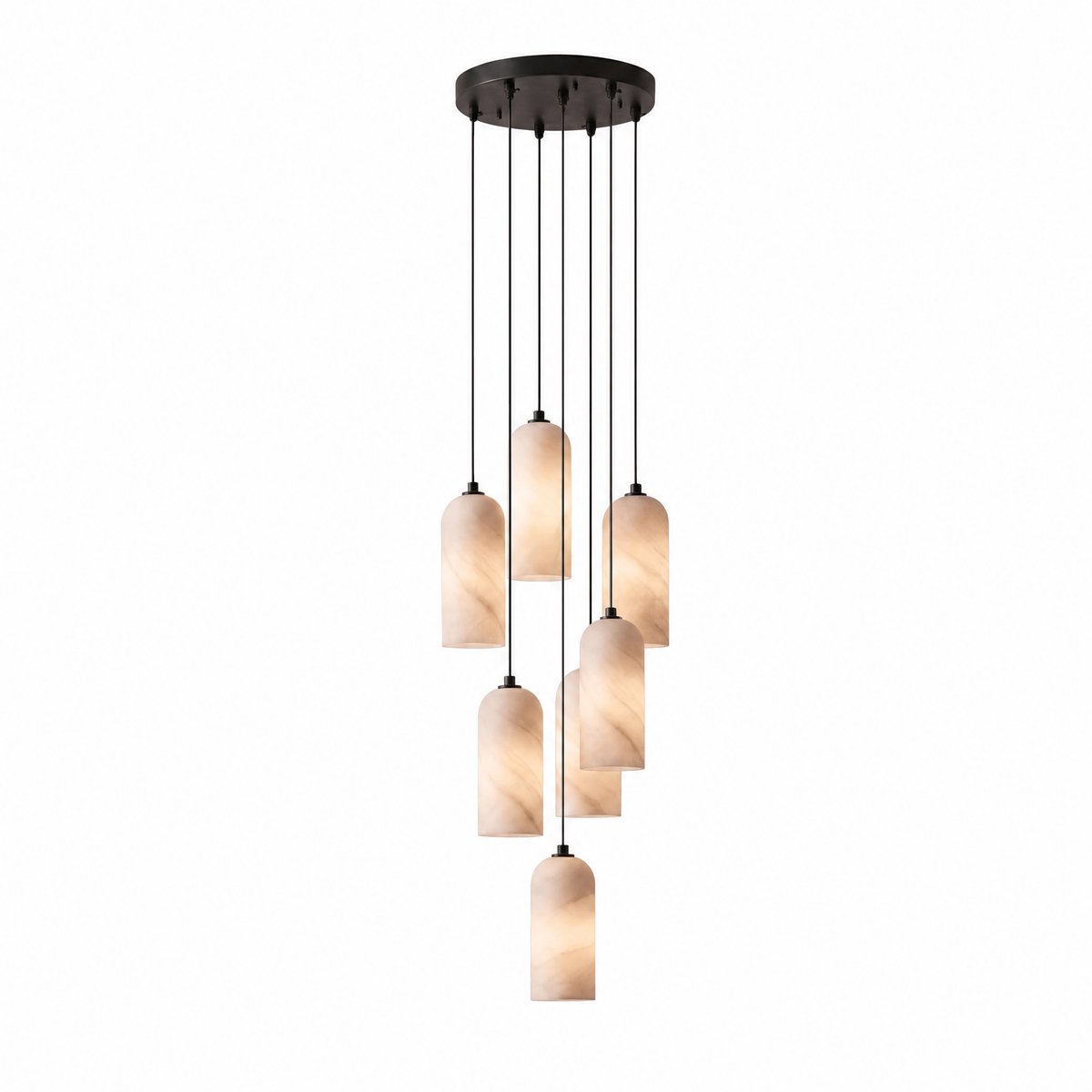 Modern Cylindrical Alabaster Pendant Light for Dining Rooms