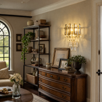 Contemporary Luxury Multi-Layer Prism Crystal Gold Wall Sconce Set of Two