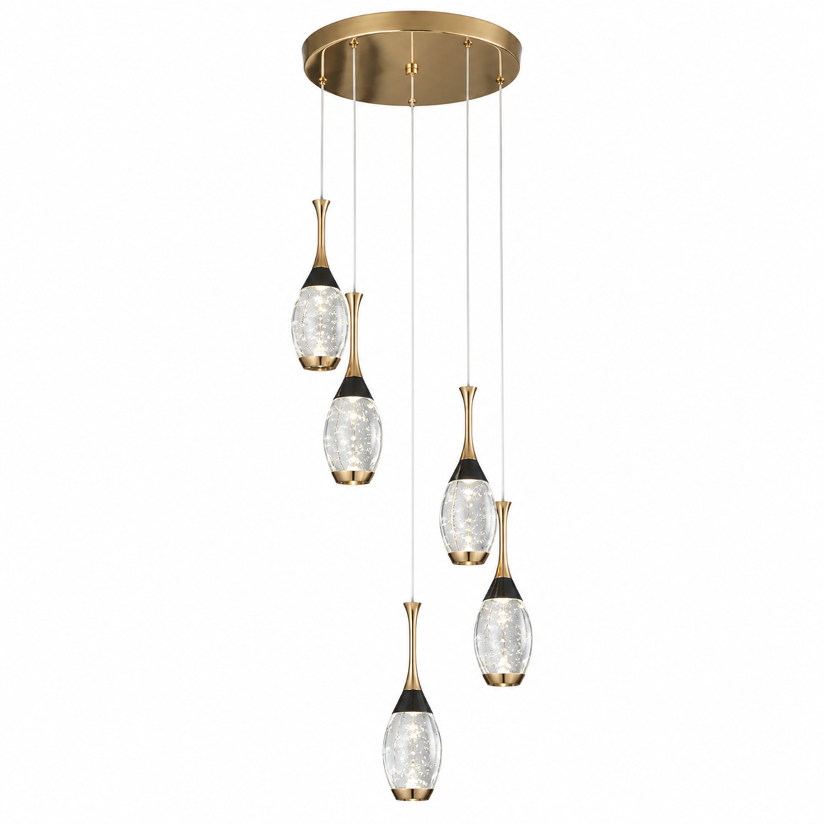 Mini Teardrop LED Black Gold Crystal Pendant Light