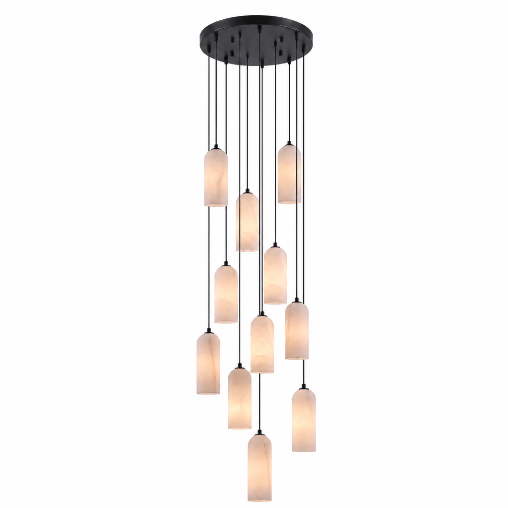 Modern Cylindrical Alabaster Pendant Light for Dining Rooms