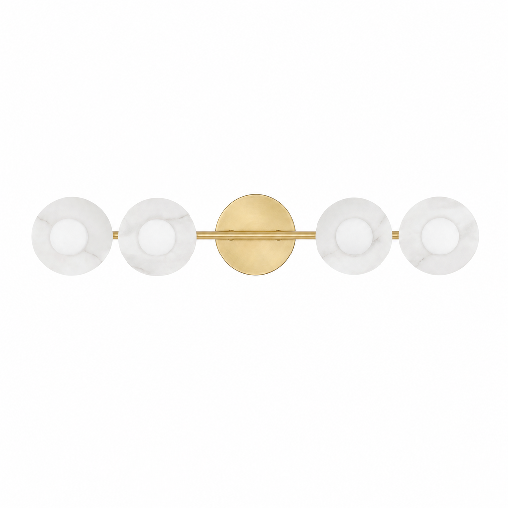 Horizontal Circular Disc Alabaster Vanity Wall Light for Bathrooms