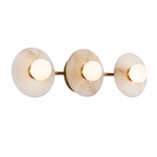 Ribbed Round Disc Sculptural Alabaster LED Wall Sconce for Hallway