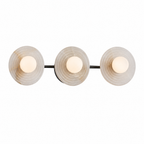 Ribbed Round Disc Sculptural Alabaster LED Wall Sconce for Hallway
