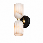 Fluted Stone Dual-Shade Alabaster Wall Light for Bedroom and Hallway