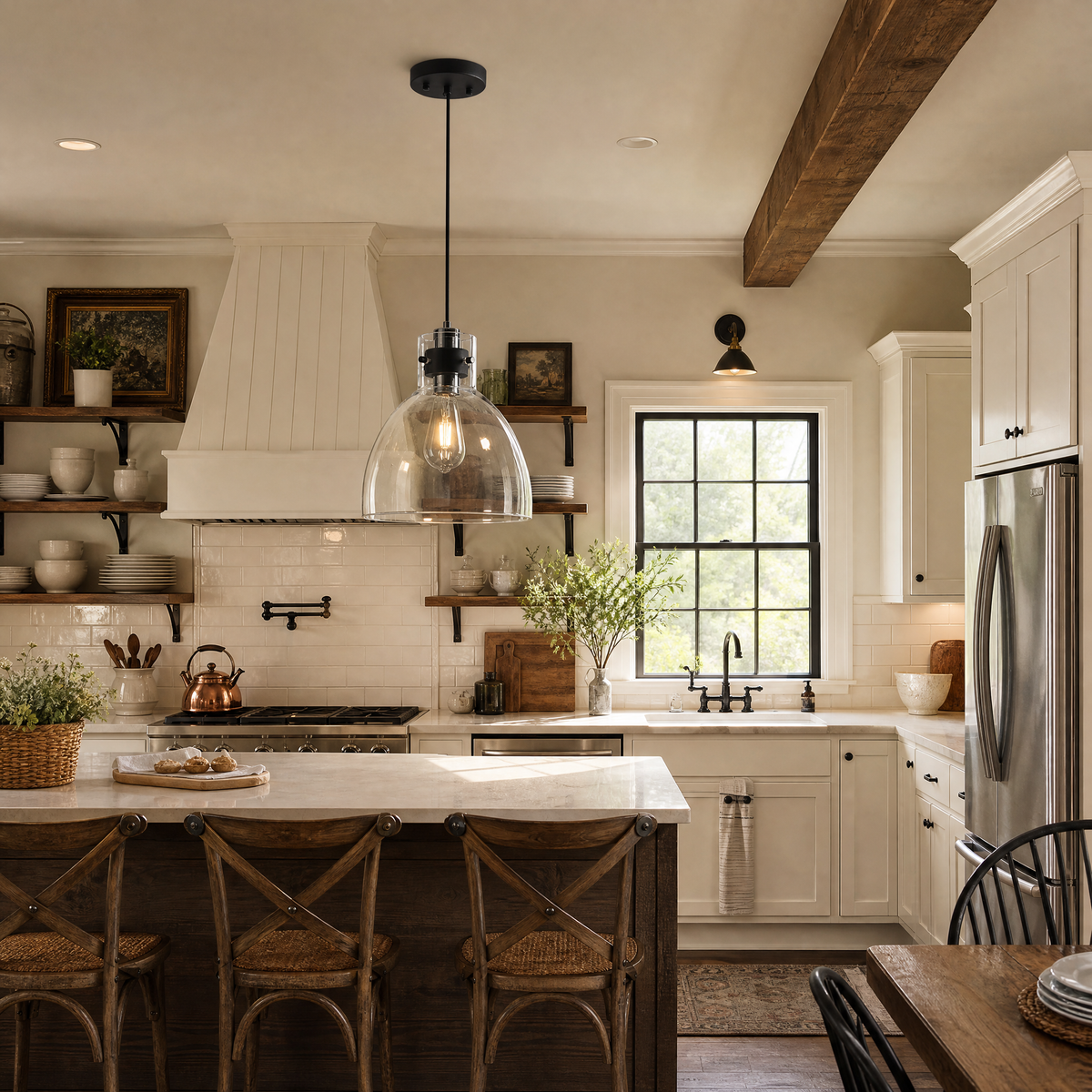 Industrial Farmhouse Dome Clear Glass Single Pendant Light