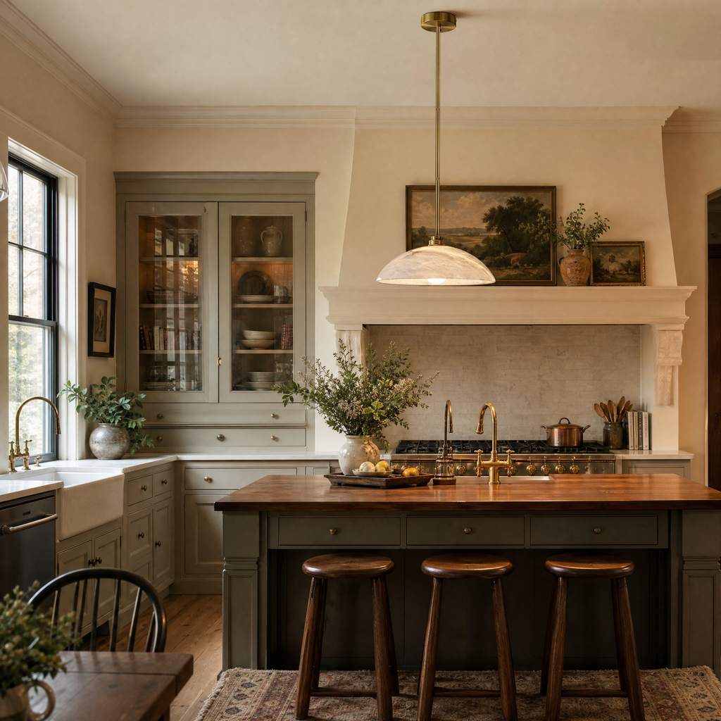 Sculptural Dome Alabaster Pendant Light for Kitchen Islands