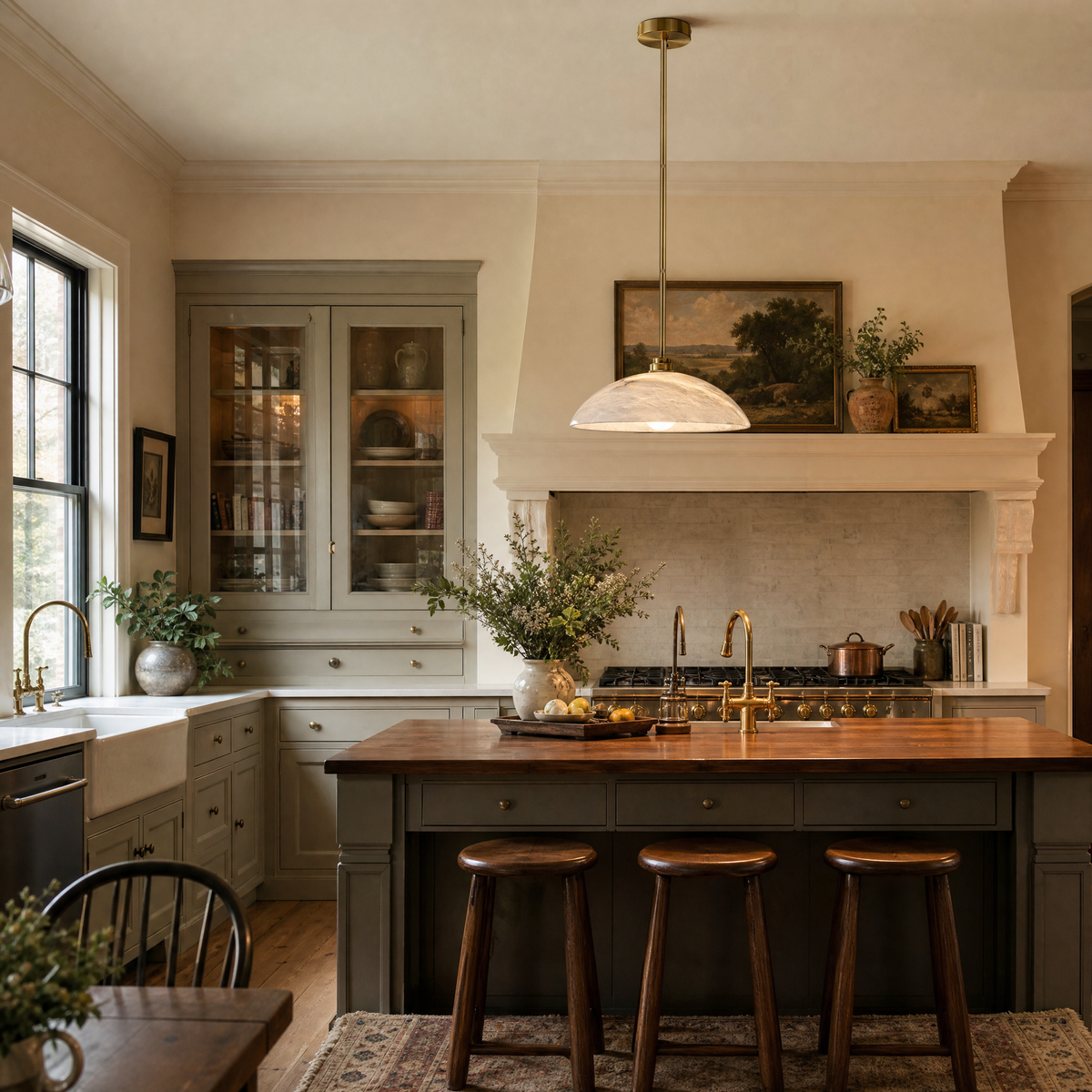 Sculptural Dome Alabaster Pendant Light for Kitchen Islands