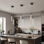 Modern Cylinder Bubble Linear Hanging Crystal LED Pendant Light