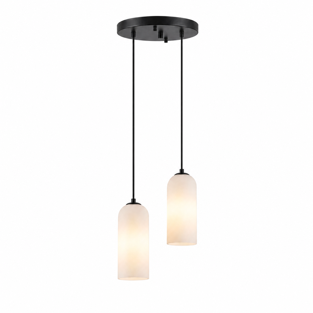 Modern Cylindrical Alabaster Pendant Light for Dining Rooms