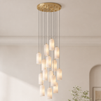 Modern Cylindrical Alabaster Pendant Light for Dining Rooms