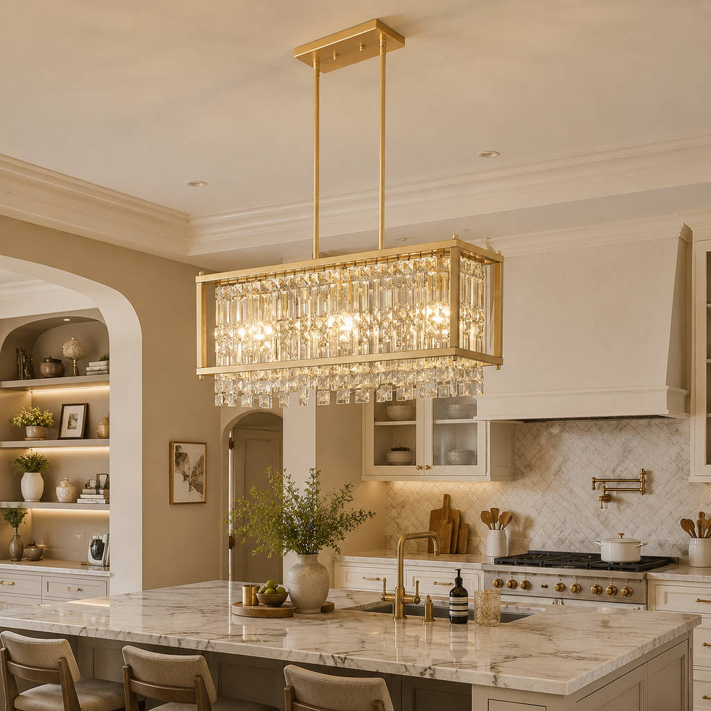 Modern Farmhouse Style Geometric Crystal Chandelier