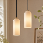 Modern Cylindrical Alabaster Pendant Light for Dining Rooms