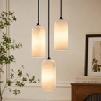 Modern Cylindrical Alabaster Pendant Light for Dining Rooms