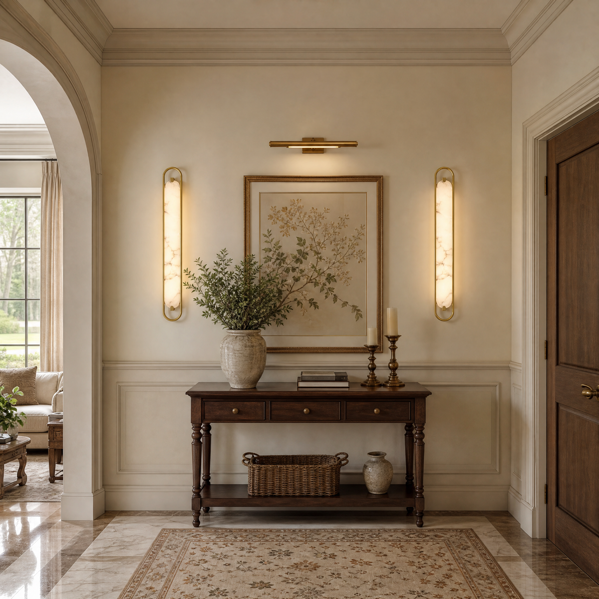 Modern Oval Alabaster LED Wall Sconce for Bedside Accent Lighting