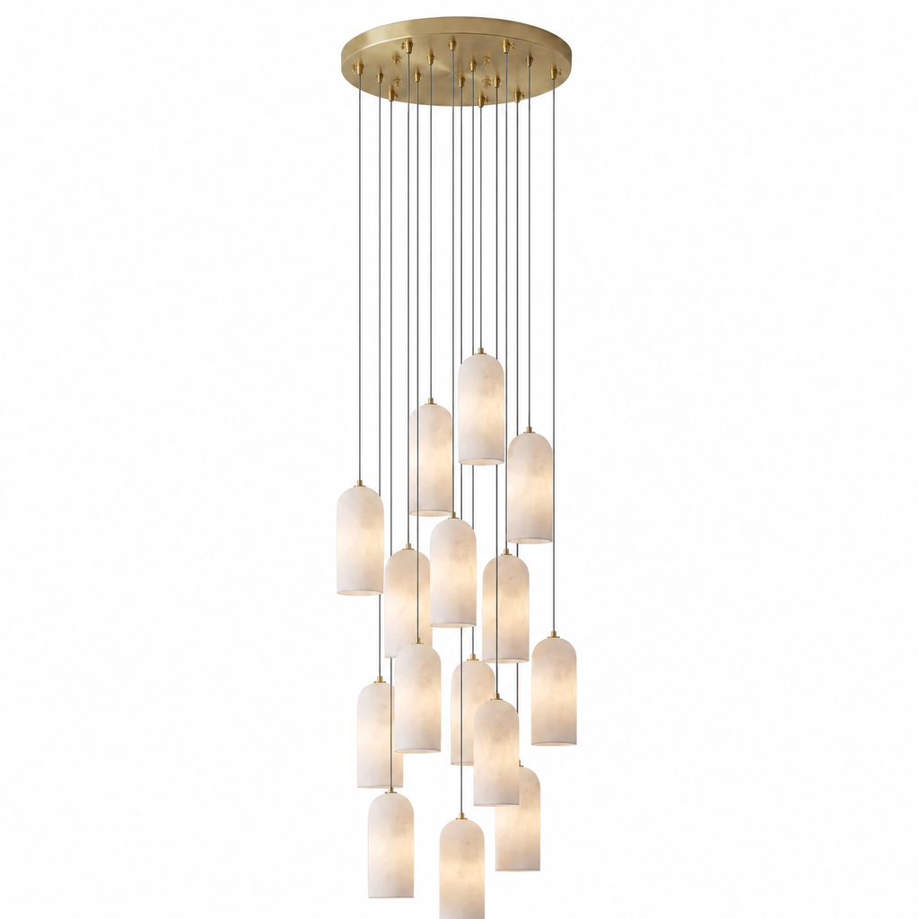 Modern Cylindrical Alabaster Pendant Light for Dining Rooms