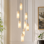 Modern Cylindrical Alabaster Pendant Light for Dining Rooms