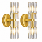 Modern Luxury Vertical Double Cylinder Fluted Crystal Wall Sconce