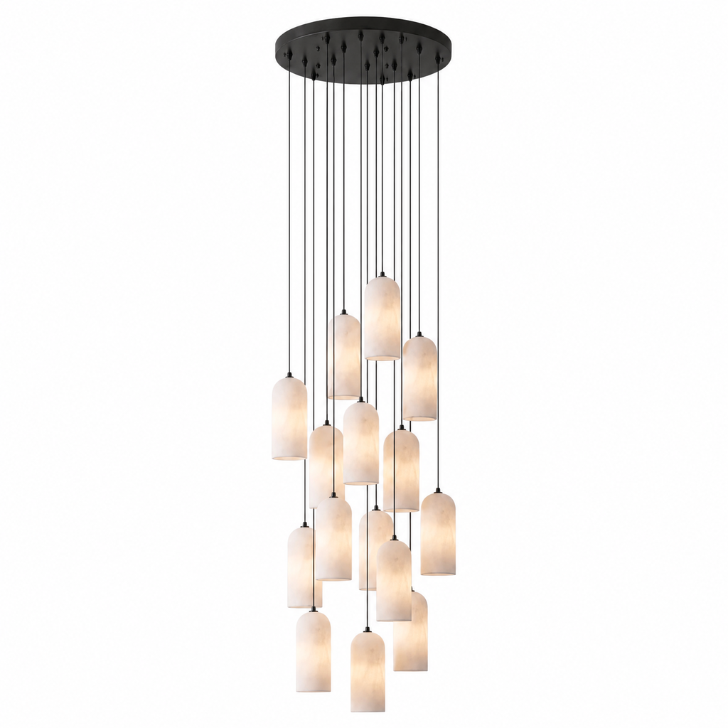 Modern Cylindrical Alabaster Pendant Light for Dining Rooms