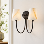 Curved Swan Arm Tapered Alabaster Sconce for Bedrooms