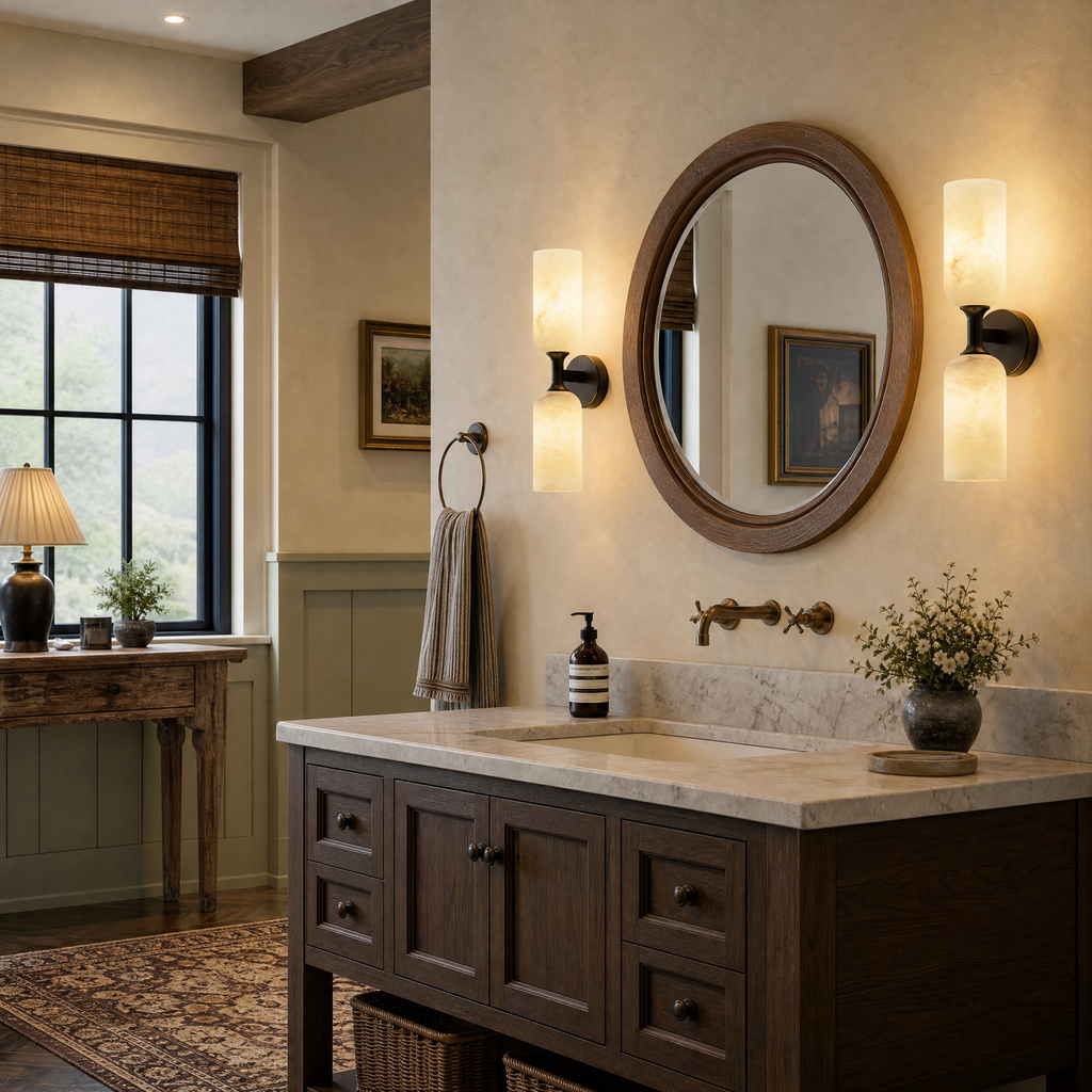 Modern Double Cylinder Up Down Alabaster Wall Sconce