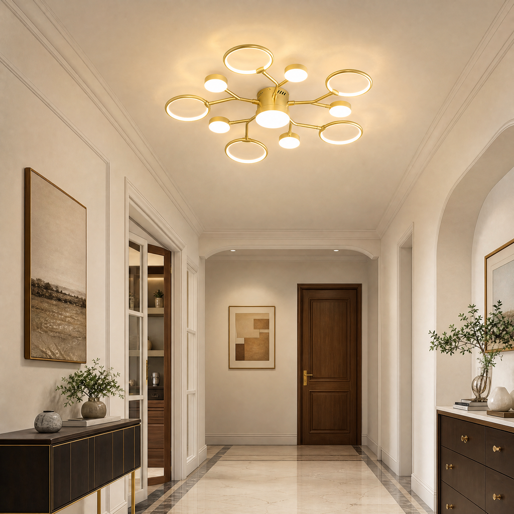 Modern Gold Branch Semi Flush Mount LED Ceiling Light