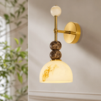 Modern Sculptural Marble and Alabaster Wall Light with Brass Base
