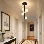 Milky White Glass Globe Trumpet Shape Semi Flush Mount Ceiling Light