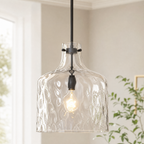 Farmhouse Clear Hammered Glass Pendant Light