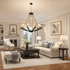 Industrial Two-Tone Frame Geometric BlackGold Wagon Wheel Chandelier