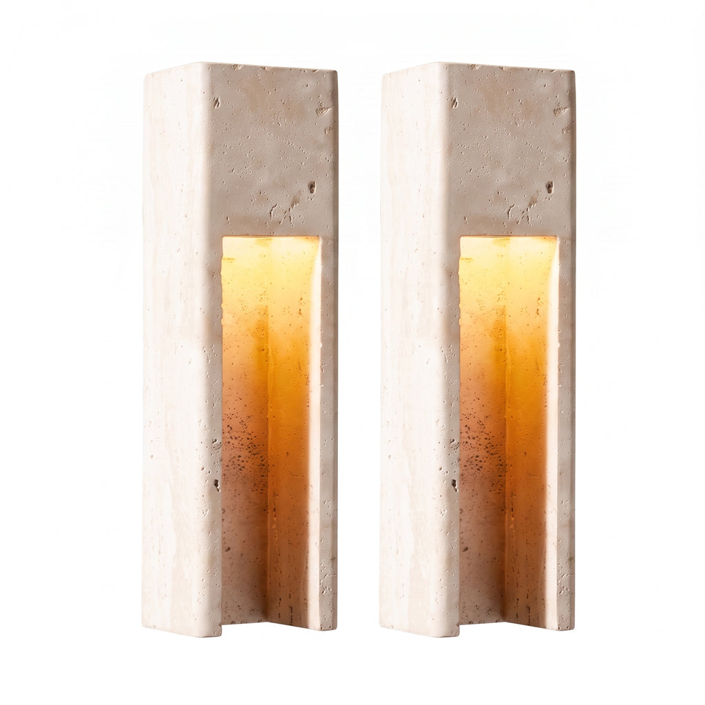 Wabi Sabi Vertical Cutout Travertine Wall Sconce