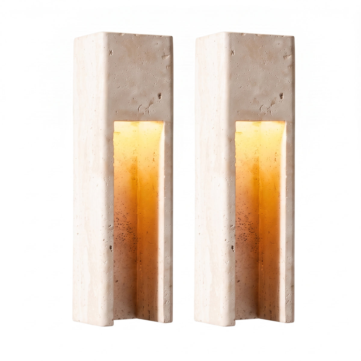 Wabi Sabi Vertical Cutout Travertine Wall Sconce