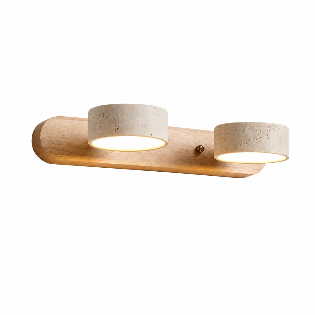 Modern Multi-head Travertine Wood LED Vanity Wall Sconce
