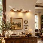Modern Multi-head Travertine Wood LED Vanity Wall Sconce