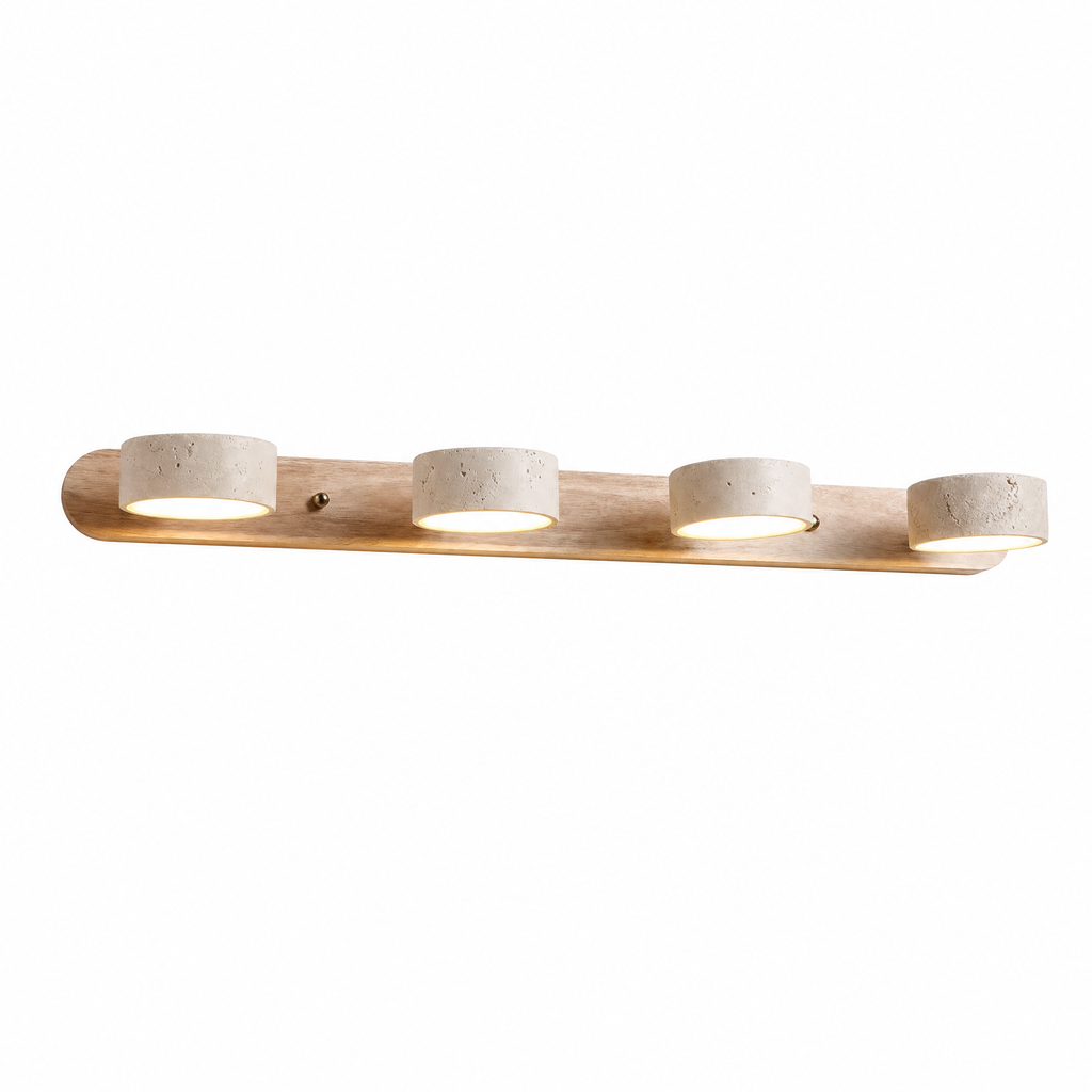 Modern Multi-head Travertine Wood LED Vanity Wall Sconce